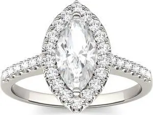 14K White Gold Moissanite by Charles & Colvard 10x5mm Marquise Engagement Ring-size 6 1.45cttw DEW