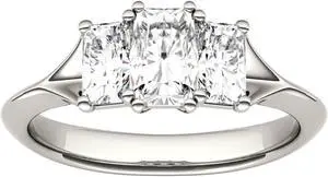 14K White Gold Moissanite by Charles & Colvard 6x4mm Radiant Engagement Ring-size 5 1.36cttw DEW