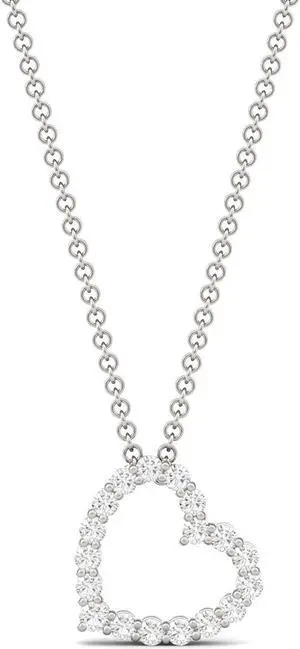 14K White Gold Moissanite by Charles & Colvard 1.7mm Round Pendant Necklace 0.28cttw DEW