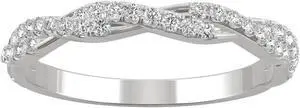 Charles & Colvard 14K White Gold Moissanite Twisted Wedding Band-size 6 0.32cttw DEW