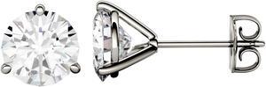 14K White Gold Moissanite by Charles & Colvard 7.5mm Round Stud Earrings, 3.00cttw DEW