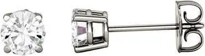 14K White Gold Moissanite by Charles & Colvard 5.0mm Round Stud Earrings, 1.00cttw DEW