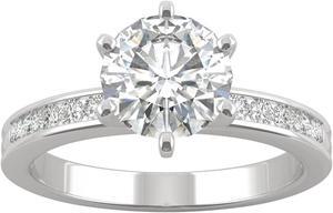 14K White Gold Moissanite by Charles & Colvard 7.5mm Round Engagement Ring-size 9 1.70cttw DEW
