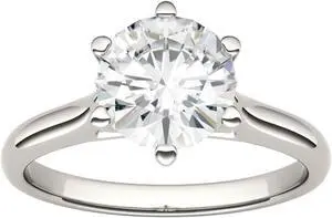 White Gold 7.5mm Moissanite by Charles & Colvard 6 Prong Solitaire Engagement Ring-size 7 1.5ct DEW