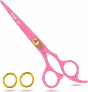Nixcer Hair Cutting Scissors Sharp Razor Edge Blade Hair Shears Series 6.5" With Fine Adjustment Stainless Steel Hair Scissors Professional For Men, Women & Babies Pink