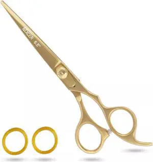 Nixcer Hair Cutting Scissors Sharp Razor Edge Blade Hair Shears Series  6.5" With Fine Adjustment  Stainless Steel Hair Scissors Professional For Men, Women & Babies Gold