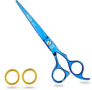 Nixcer Professional Hair Cutting Scissors 6.5" For Hairdressers 100% Japanese Steel Ergonomic Design Offset Grip Universal Key Screw Adjustment Blue