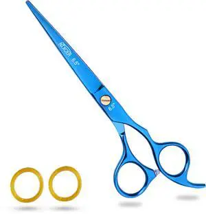 Nixcer Professional Hair Cutting Scissors 6.5" For Hairdressers  100% Japanese Steel Ergonomic Design Offset Grip Moose Screw Blue