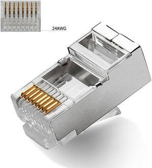 100 pcs RJ45 8P8C CAT5E Shielded Modular plug gold plated network connector