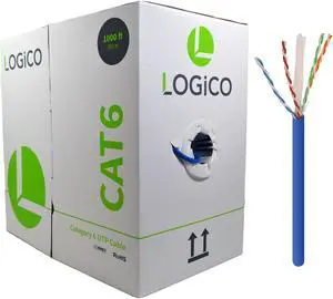 Cat6 1000 ft 23AWG 550Mhz UTP Bulk Ethernet Network LAN RJ45 Cable Blue