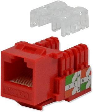 5 pack lot Keystone Jack Cat6 Red Network Ethernet 110 Punchdown 8P8C