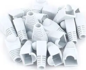 100 pcs Cat5e/Cat6/RJ45 Ethernet Cable Connector Strain Relief Boots White