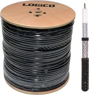 RG6 Coaxial Cable Dual Shield Outdoor Direct Burial Gel 1000ft 18AWG Black 3GHz