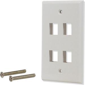 5 Pack Lot 4 port Hole Keystone Jack Wall Plate Smooth Surface White