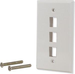 10 Pack Lot 3 port Hole Keystone Jack Wall Plate Smooth Surface White