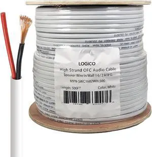 In Wall Audio Speaker Cable Wire 16/2 Gauge/AWG OFC Pure Copper 500ft White