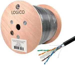 Cat6 Shielded Ethernet Cable Gel Filled Bare Copper Direct Burial 550Mhz 1000ft 23AWG