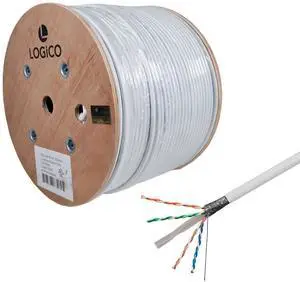 Cat6 FTP Shielded Riser (CMR) Bulk Ethernet Cable 550Mhz Pure Copper White 1000ft
