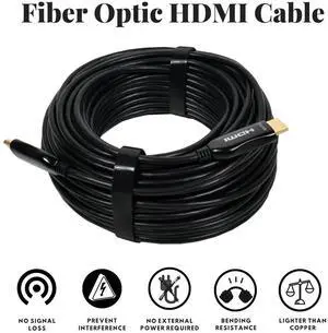 Logico 100ft FIBER OPTIC HDMI CABLE 4K HDMI 2.0 a/b Compliant, HDCP 2.2 Super High-Speed, Ultra HD HDMI ARC cable with HDR. Perfect for HDTV/Projector/Home Theatre/Roku TV/Apple TV/Video Game Console