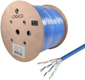 CAT8 S/FTP Bulk Ethernet Network Cable 22AWG 2Ghz Pure Copper Riser Blue 1000ft