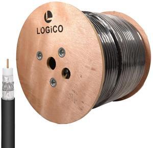 RG11 Coaxial Cable Tri Shield 14AWG Outdoor/Direct Burial Gel Flooded Underground Gel Flooded Weather Resistant 500 ft Black Jacket