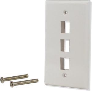 25 Pack Lot 3 port Hole Keystone Jack Wall Plate Smooth Surface White