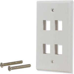 25 Pack Lot 4 port Hole Keystone Jack Wall Plate Smooth Surface White