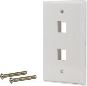 25 Pack Lot 2 port Hole Keystone Jack Wall Plate Smooth Surface White