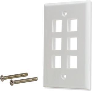10 Pack Lot 6 port Hole Keystone Jack Wall Plate Smooth Surface White