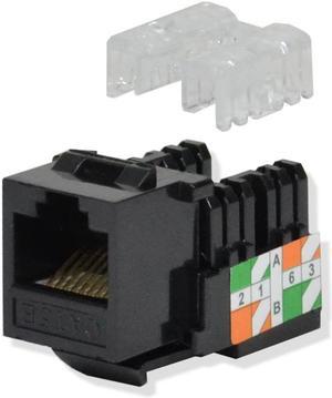 25 pack lot Keystone Jack Cat5e Black Network Ethernet 110 Punchdown 8P8C