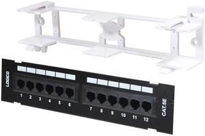 Cat5e UTP 12 Port Network mini Patch Panel 110 with surface wall mount bracket