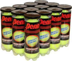 Penn Championship Tennis Balls - Extra Duty Felt Pressurized Tennis Balls - 12 Cans 36 Balls