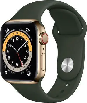 Apple Watch Gen 6 Series 6 Cell 40mm Gold Stainless Steel - Cyprus Green Sport Band M02W3LL/A