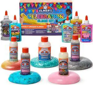 Elmer's Celebration Slime Kit | Slime Supplies Include Assorted Magical Liquid Slime Activators and Assorted Liquid Glues, 10 Count