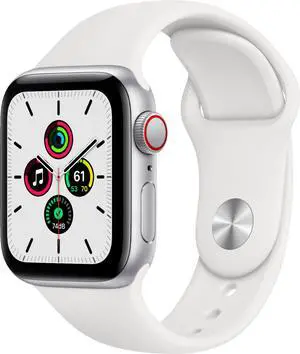 Apple Watch SE Cell 40mm Silver Aluminum - White Sport Band MYE82LL/A