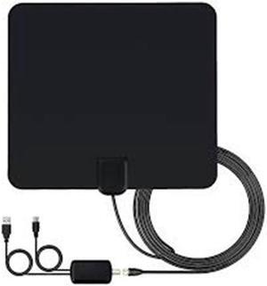 one for all 14432 hdtv antenna amplified indoor flat tv antenna, 50 mile range -5 feet coaxial cable - black