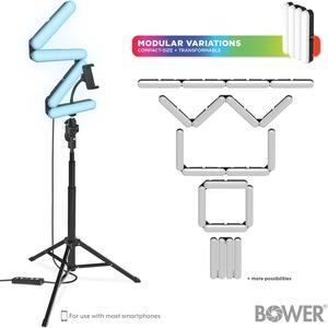 Bower Modular Quad White & RGB Ring Light with 60" Tripod & Ball-Head & Smartphone Holder, Black
