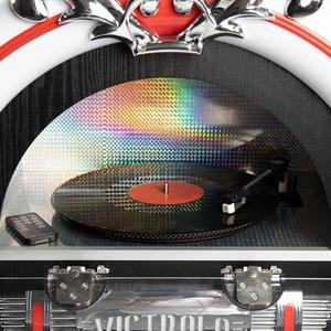 Victrola VJB-130-BLK-SDF Full-Size Bluetooth Standing Jukebox Turntable Record CD Player, AM/FM Radio