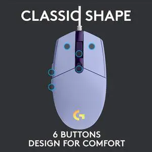 Logitech 910-005851 G203 Wired Gaming Mouse, Lilac