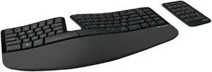 Microsoft 5KV-00001 Wireless Keyboard and Keypad Set - Ergonmic - Black