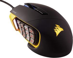 CORSAIR CH-9304011-NA Scimitar Pro RGB - MMO Gaming Mouse, 12 Programmable Side Buttons. Yellow