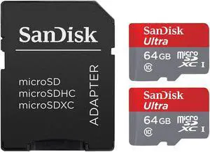 SanDisk Ultra 64GB microSDXC UHS-I Card with Adapter (2 pack)