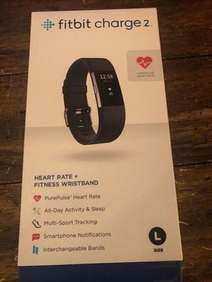 Fitbit  FB407SBKL-EU Charge 2 Heart Rate + Fitness Wristband, Black, Large (International Version)