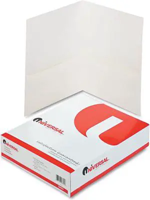 Two-Pocket Portfolio, Embossed Leather Grain Paper, White, 25/box