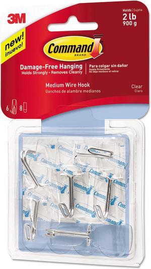 Clear Hooks & Strips, Plastic, Medium, 6 Hooks & 8 Strips/pack