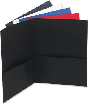 Two-Pocket Portfolio, Embossed Leather Grain Paper, Assorted Colors, 25/box