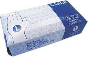 Embossed Polyethylene Disposable Gloves, Large, Powder-Free, Clear, 2000/carton