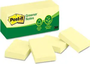 3M Post-it Greener Notes Canary Original Note Pads