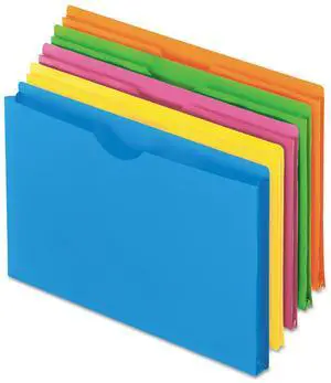 Glow Poly File Jacket, Letter, Polypropylene, Assorted, 5/pack
