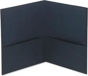 Two-Pocket Portfolio, Embossed Leather Grain Paper, Dark Blue, 25/box